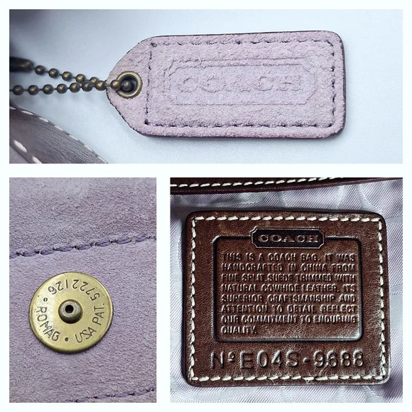 Vintage Y2K Coach Soho 9688 Demi Flap Lilac Suede Hobo Bag - Picture 10 of 13